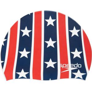 imageSpeedo Swim Cap SiliconeElastomericNavyRedWhite