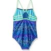 imageSpeedo Girls Swimsuit One Piece Thin StrapsBlue HarmonyLime