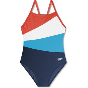 imageSpeedo Girls Swimsuit One Piece Thin StrapsRadiating Blue Print