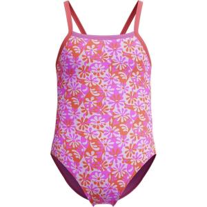 imageSpeedo Girls Swimsuit One Piece Thin StrapsWavy Daisy Pink
