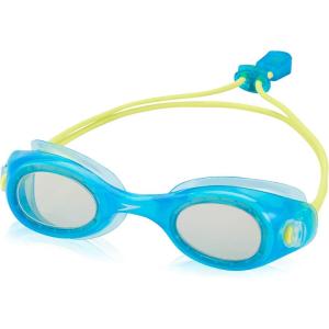 imageSpeedo UnisexChild Swim Goggles Hydrospex Bungee Junior Ages 36Cyan BlueGrey