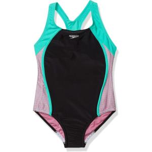 imageSpeedo Girls Swimsuit One Piece Mesh Splice Thick StrapMesh Fuchsia Pink