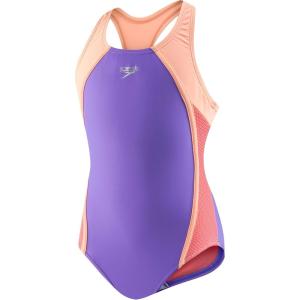 imageSpeedo Girls Swimsuit One Piece Mesh Splice Thick StrapMesh Lavender Purple