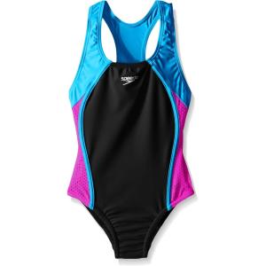 imageSpeedo Girls Swimsuit One Piece Mesh Splice Thick StrapMesh Speedo Black