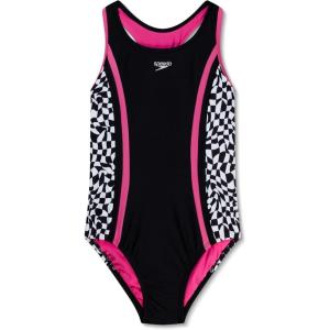 imageSpeedo Girls Swimsuit One Piece Thick Strap Racer Back PrintedSpeedo Black