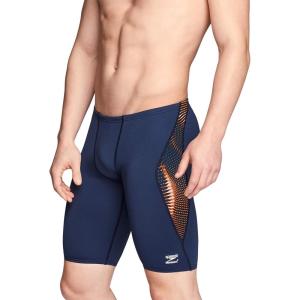 imageSpeedo Mens Caged Out Jammer Endurance SwimsuitSolar NavyOrange