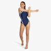 imageSpeedo Womens Swimsuit One Piece Creora Highclo Quantum Splice High Cut SolidNavyWhite