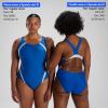 imageSpeedo Womens Swimsuit One Piece Creora Highclo Quantum Splice High Cut SolidNavyWhite