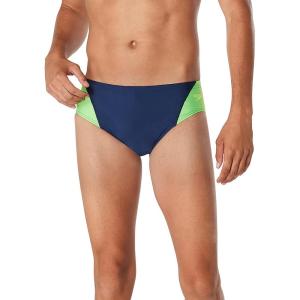 imageSpeedo Mens Standard Swimsuit Brief Eco Prolt Solid AdultSplice Team NavyBright Green