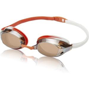 imageSpeedo unisexadult Swim Goggles Vanquisher Extended ViewMirrored White OrangeSmokeGrey