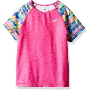 imageSpeedo Girls Uv Swim Shirt Short Sleeve Printed Rashguard  Manufacturer DiscontinuedBright Pink