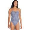 imageSpeedo Womens Swimsuit One Piece VNeck Strappy Back Contemporary CutTexture Cerulean Blue