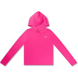 imageSpeedo Girls Uv Swim Shirt Long Sleeve RashguardHooded Flare Pink