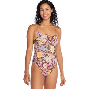 imageSpeedo Womens Swimsuit One Piece VNeck Strappy Back Contemporary CutSimple Brown