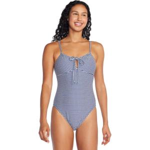 imageSpeedo Womens Swimsuit One Piece VNeck Strappy Back Contemporary CutTexture Cerulean Blue