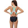 imageSpeedo Womens Swimsuit One Piece Creora Highclo Quantum Splice High Cut SolidFusion Arctic Glass