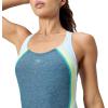 imageSpeedo Womens Swimsuit One Piece Creora Highclo Quantum Splice High Cut SolidHeather Dark Teal