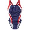 imageSpeedo Womens Swimsuit One Piece Creora Highclo Quantum Splice High Cut SolidRedWhiteBlue