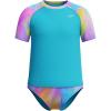 imageSpeedo Girls Printed Short Sleeve Rash Guard tShirt Two Piece Swim SetHula Blend