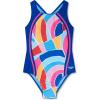 imageSpeedo Girls Swimsuit One Piece Thick Strap Racer Back PrintedAzure Allure Splice
