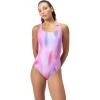 imageSpeedo Womens Swimsuit One Piece Creora Highclo Quantum Splice High Cut SolidNeon Violet Lani Blur