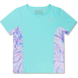 imageSpeedo Girls UV Swim Shirt Short Sleeve Printed RashguardSeaside Marble