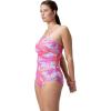 imageSpeedo Womens Swimsuit One Piece Endurance Shirred Tank Moderate CutAdj Kaluna Floral Neon Violet