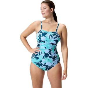 imageSpeedo Womens Swimsuit One Piece Endurance Shirred Tank Moderate CutAdj Kaluna Floral Dark Teal