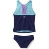 imageSpeedo Girls Swimsuit Two Piece Tankini Thick StrapBlue Harmony Mesh