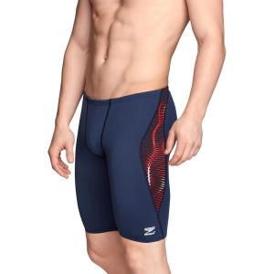 imageSpeedo Mens Caged Out Jammer Endurance SwimsuitSolar RedWhiteBlue