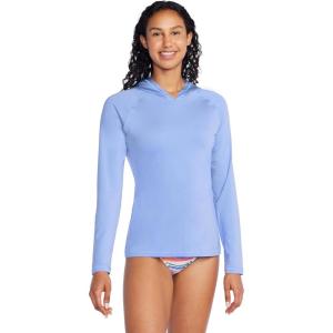 imageSpeedo Womens Uv Swim Shirt Long Sleeve RashguardHooded Curious Blue