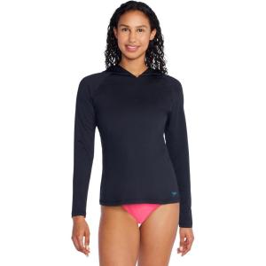 imageSpeedo Womens Uv Swim Shirt Long Sleeve RashguardHooded Speedo Black