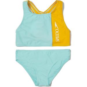 imageSpeedo Girls Swimsuit Two Piece Bikini SetBlock Aqua Splash