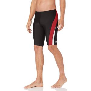 imageSpeedo Mens Standard Swimsuit Jammer Endurance Splice Team ColorsBlackMaroon Splice