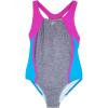imageSpeedo Girls Swimsuit One Piece Mesh Splice Thick StrapHeather GreyPinkBlue
