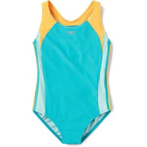 imageSpeedo Girls Swimsuit One Piece Mesh Splice Thick Strap2023 Scuba Blue