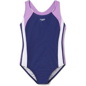 imageSpeedo Girls Swimsuit One Piece Mesh Splice Thick Strap2023 Sweet Taro