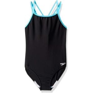 imageSpeedo Girls Swimsuit One Piece Solid Cross Back Multi StrapsAzure Aqua
