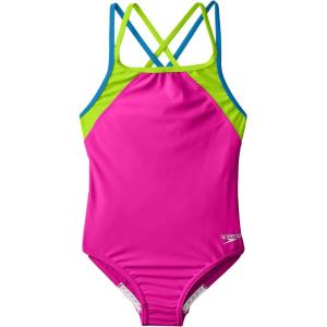 imageSpeedo Girls Swimsuit One Piece Solid Cross Back Multi StrapsNew Blush