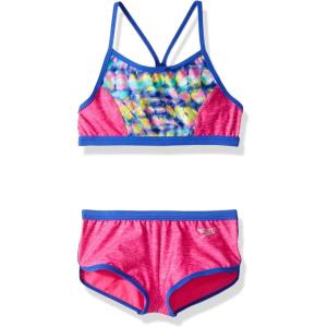 imageSpeedo Girls Swimsuit Two Piece Bikini Boy Short SetDigi Zig Zag Pink