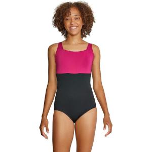 imageSpeedo Womens Endurance Color Top One Piece SwimsuitSpeedo BlackFuchsia