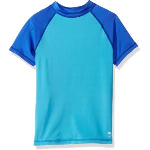 imageSpeedo Girls Uv Swim Shirt Short Sleeve Color Block RashguardDiscontinuedCyan