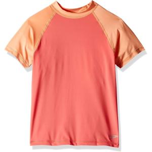 imageSpeedo Girls Uv Swim Shirt Short Sleeve Color Block RashguardDiscontinuedTropical Glow