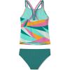 imageSpeedo Girls Swimsuit Two Piece Tankini Thin StrapWavy Enamel Blue