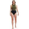 imageSpeedo Womens Swimsuit One Piece Zip Front Thermal Open WaterBlackOlive Night