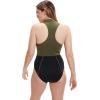 imageSpeedo Womens Swimsuit One Piece Zip Front Thermal Open WaterBlackOlive Night