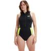 imageSpeedo Womens Swimsuit One Piece Zip Front Thermal Open WaterBlackSafety Yellow
