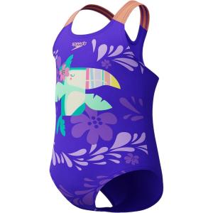 imageSpeedo BabyGirls Swimsuit Infant to Big Kid UPF 50 Learn to SwimDigital 1pc Indigo Glow