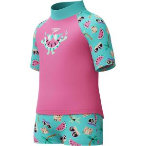 imageSpeedo BabyGirls Swimsuit Infant to Big Kid UPF 50 Learn to SwimSS Set Neon Bubblegum