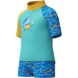 imageSpeedo Boys Swimsuit Infant to Big Kid UPF 50 Learn to SwimSS Set Arctic Glass